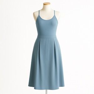 Halara Dress L Blue Racerback Sleeveless Pockets Elastic Waist Casual Mini NEW